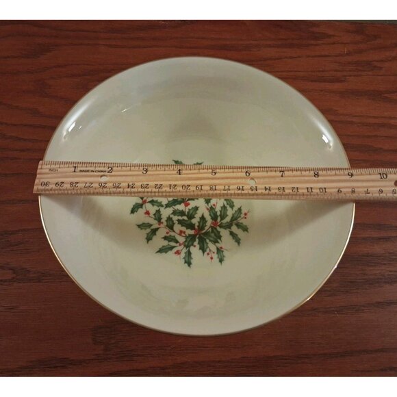 Lenox Special Holiday Holly Berry Round Serving Bowl Christmas Vintage USA - Picture 5 of 6